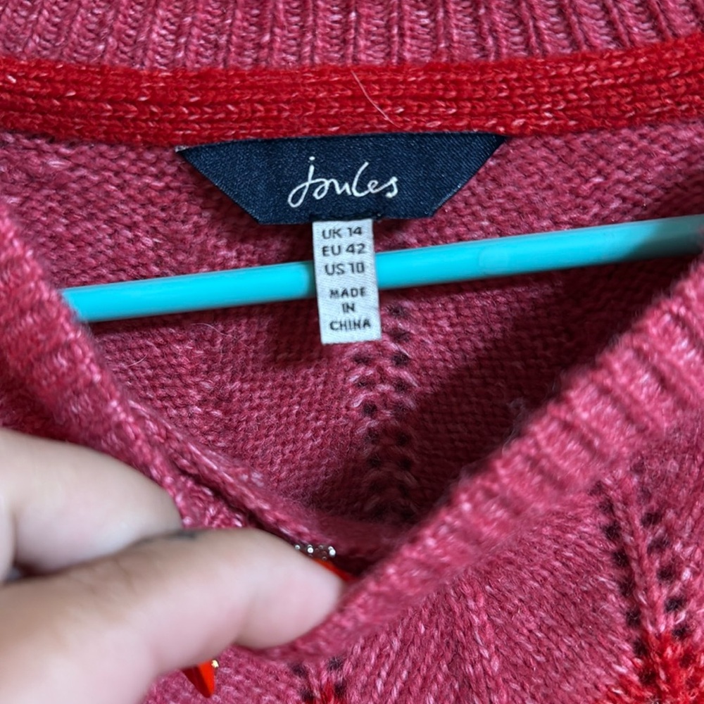 Joules Red and Pink Chevron Crew Neck Sweater - Picture 2 of 2